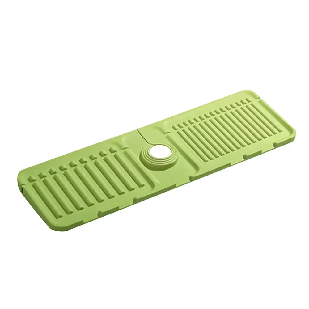 Upgraded Faucet Mat Silicone Kitchen Sink Tray Soap Dispenser Sponge Drain Pad Sink Splash Drying Mat Countertop Storage Tray