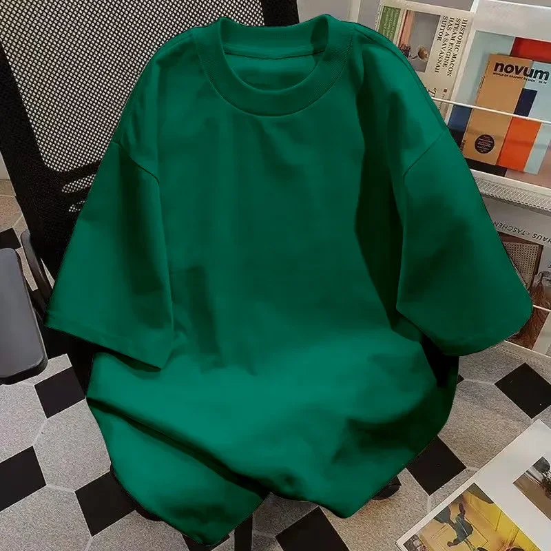 100% القطن الخالص تي شيرتات قصيرة الاكمام الرجال الصيف جديد النمط الأمريكي عادية فضفاض صالح الرجال قميص الجسم طاقم الرقبة