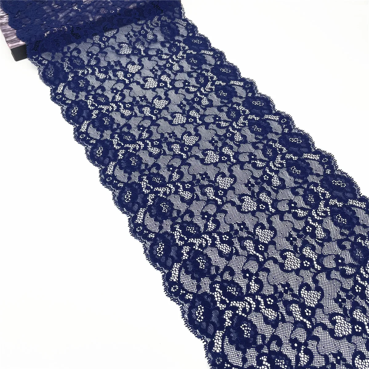 3y/lot Width 22.50cm Navy Blue Elastic Stretch Lace Trim 1