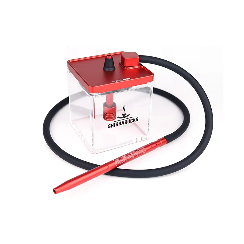 

Наргиле Shishabucks, красное путешествие, кальян, акриловый куб с анодированным алюминиевым покрытием для домашнего использования
