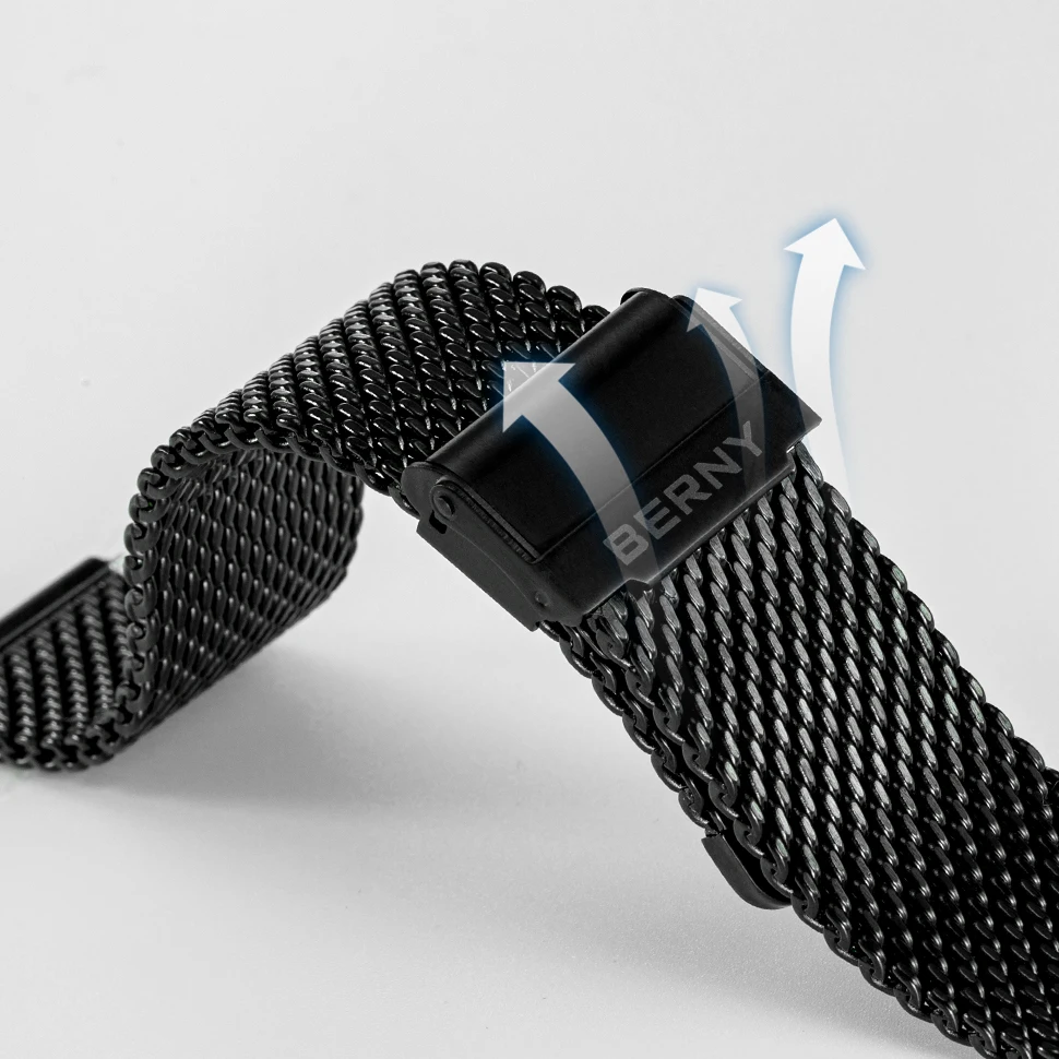 BERNY Uhrenarmband aus Edelstahl 304, bunte Uhr, ersetzt Band, hochwertig, raue 1,0 mm gewebte Haut, atmungsaktives Uhrenzubehör – Detail 21