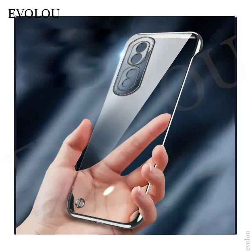 Enhanced Plating Frameless Transparent Hard Cover with Camera Protect Ring - Ultra Thin and Clear Design