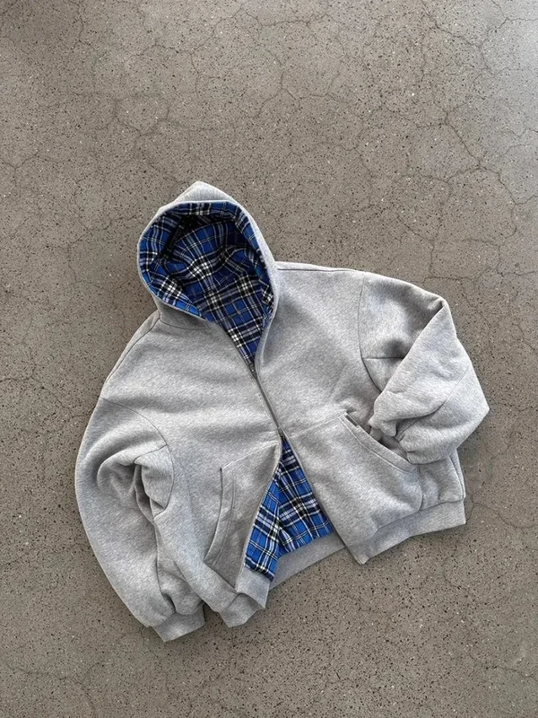 Korean Fashion Simple Gray Double Sided Oversized Zipper