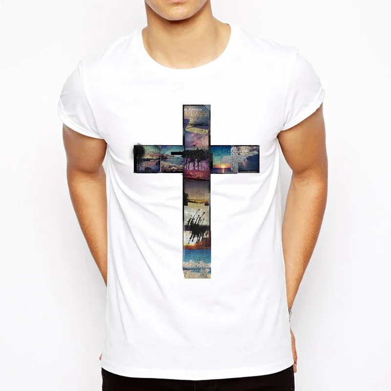 

Футболка мужская с принтом Иисуса Христа, Повседневная модная рубашка с коротким рукавом, уличная одежда, на лето