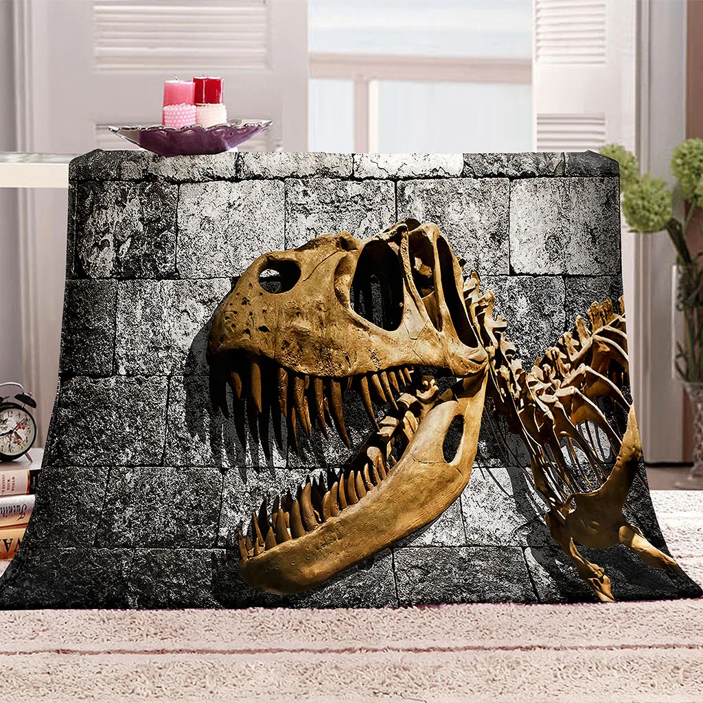 

3D Print Dragon Movie Red Terror Skeleton Kids Soft Polyester Throw Warm Lightweight Fuzzy Flannel Throw Blanket for Bed Sofa