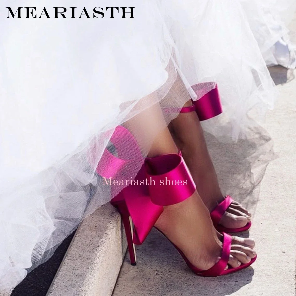 Silver Chain Ankle Stiletto Heels | Butterfly-Knot Party Sandals