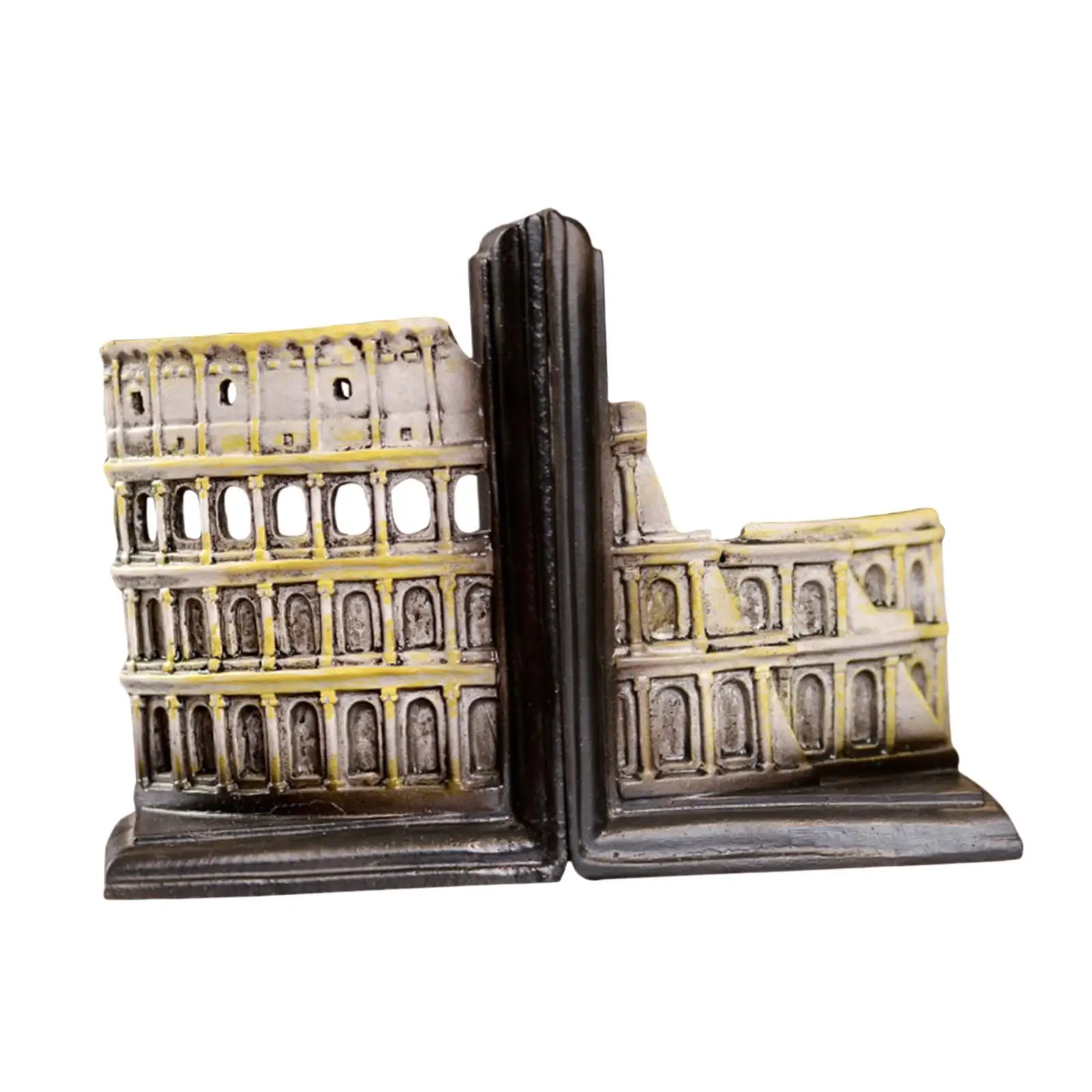 2x Decorative Bookends,Resin Book Ends Home Bookends of The Colosseum Book Stoppers for School Cookbooks Library Heavy Books