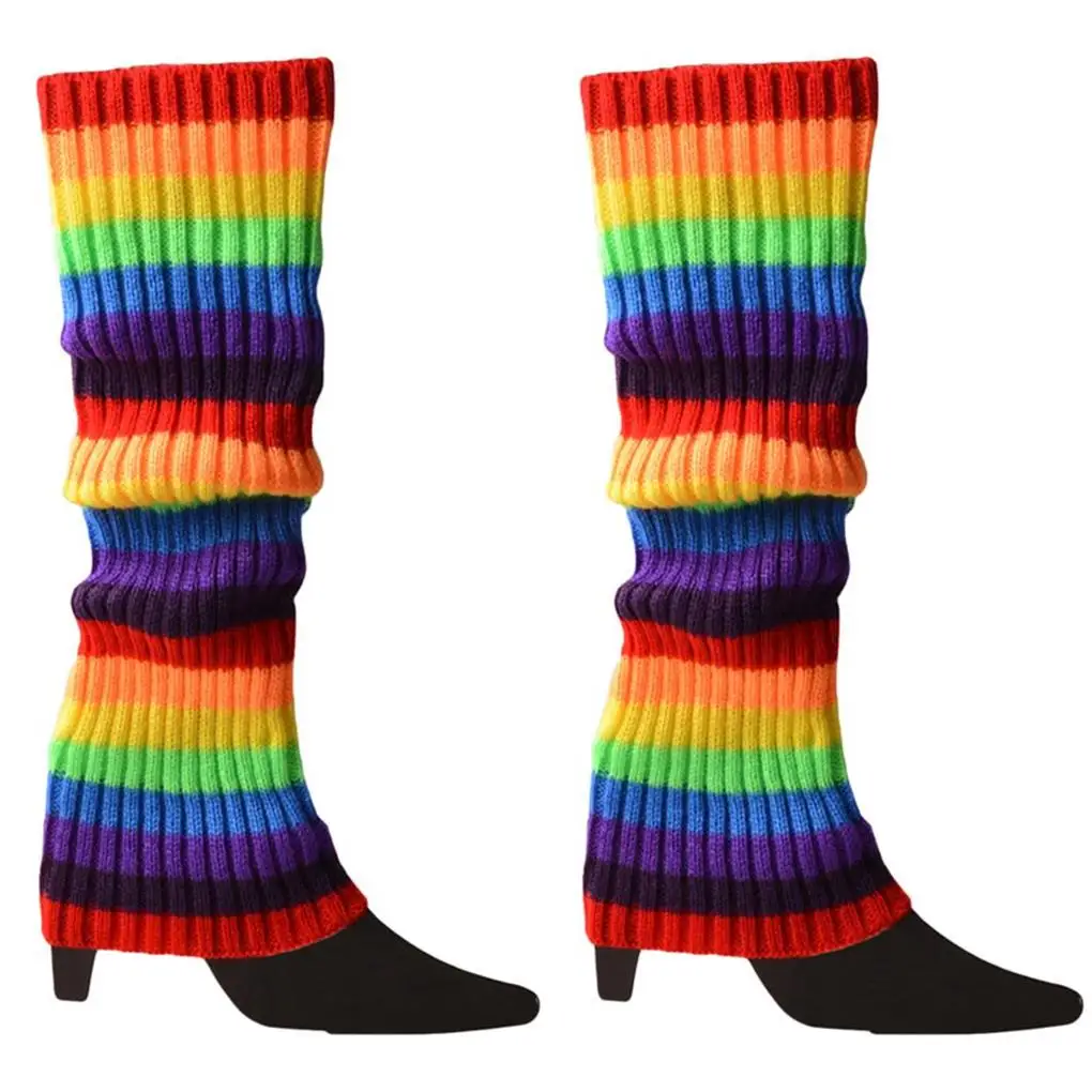 1 Pair Leg Warmer Winter Supplies Household Accessories Yoga Equipment Dance Stocking Knitted Sock Rainbow color
