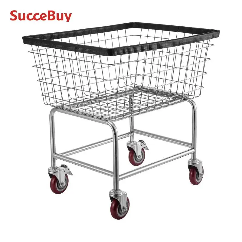 Heavy Duty Steel Laundry Cart with Wheels for Home Laundry Rooms