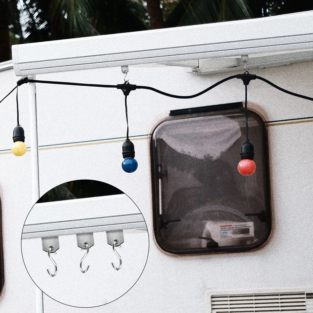 8Pcs RV Awning Light Clip Steel Lights Camping Awning Hangers Clothes Party Lights Hanger RV Caravan Camper Accessories