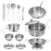 Stainless Steel Cookware Pots Pans Kids Children’S Toy For Girls Mini Pretend Kitchen Toys, Super Shatterproof Tableware 4