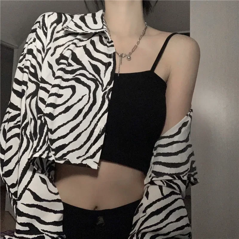 Fashion Water Wave Lapel Long Sleeve Short Cardigan Jacket Temperament Leopard Print Single Breasted Short Jacket Streetwear