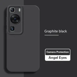 Angel Eye Soft Matte Silicone Case with Lens Protection for Huawei P60 Pro (Graphite Black)