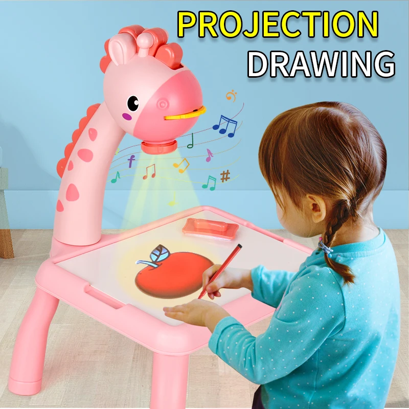 Mini Drawing Projector for Kids, Tracing and Drawing Projector Toy with Light & Music, educational glowing gift toys for kids