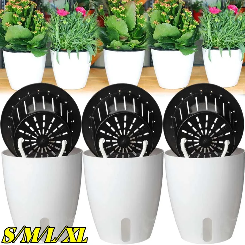 Self-Watering Indoor Planter Pots with Cotton Rope System
