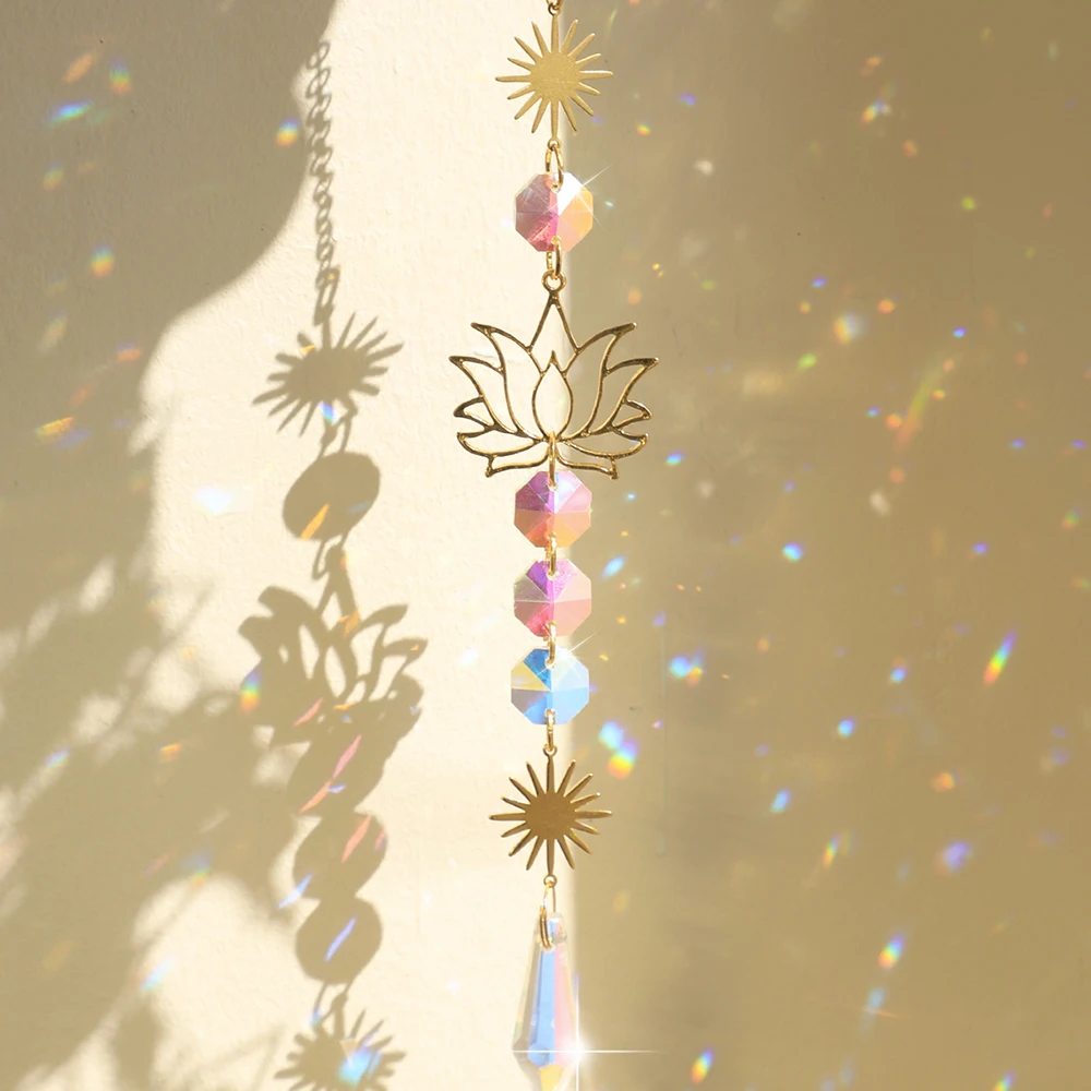 Prismatic Lotus Crystal Suncatcher 1 | Prismatic Lotus Crystal Suncatcher 2