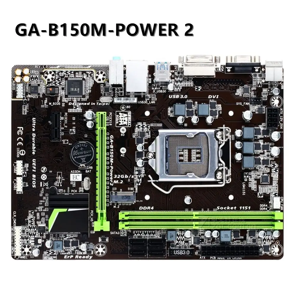 

For B150M-Power 2 LGA 1151 Desktop Motherboard i3 i5 i7 CPU 32GB DDR4 Intel B150 Mainboard 1151 PCI-E 3.0 VGA DVI Micro ATX