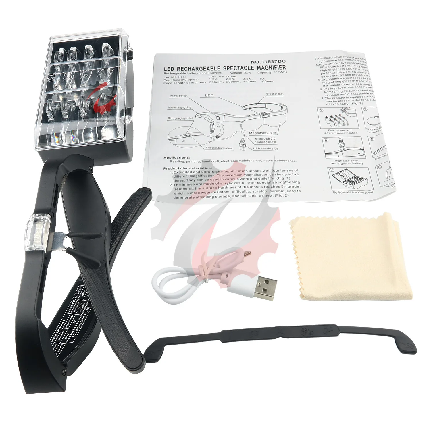 Occhiali Ingrandimento A LED Ricaricabili - 3 Lenti 1.5X-2.5X, Per Lettura E Lavori Di Precisione - Foto 6