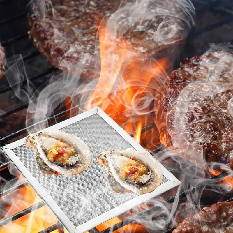 Rete Per Barbecue Quadrata In Rete Per Barbecue In Acciaio Inossidabile Per Tappetini Per Barbecue All'Aperto Rete Per Barbecue Quadrata Antiaderente 