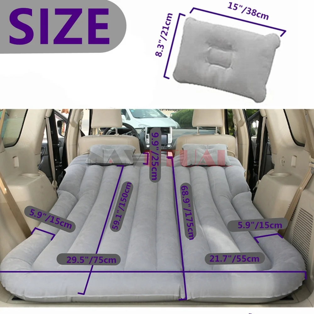 SUV 자동차 팽창식 에어 매트리스 캠핑 침대, 전기 에어 펌프, 베개 2 개, 휴대용 수면 패드, 가정, 야외 및 여행용
