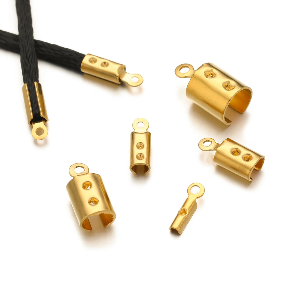 50pcs 스테인레스 스틸 버킷 엔드 비즈 모자 DIY 팔찌 목걸이에 대 한 긴 로프 클립 Clasps 쥬얼리 결과 액세서리 만들기