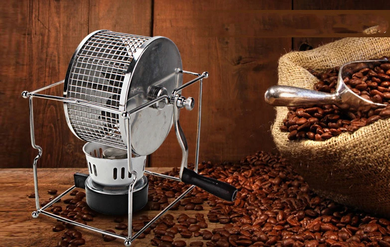 Description Picture 2 of itemDIY manual household hand cranked bean roaster, coffee green bean roaster, small stainless steel roller roaster