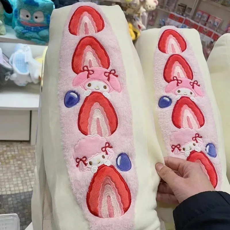 My Melody Sandwich Shape Pillow Sanrio Kuromi Cinnamoroll Fruits Sandwich Cartoon Plush Bolster Toys Home Decor Birthday Gift 3