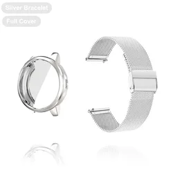 Elegant Metal Strap with TPU Case & Screen Protector for Smartwatch - 18mm/22mm Watchband Accessories (Silver with Case)