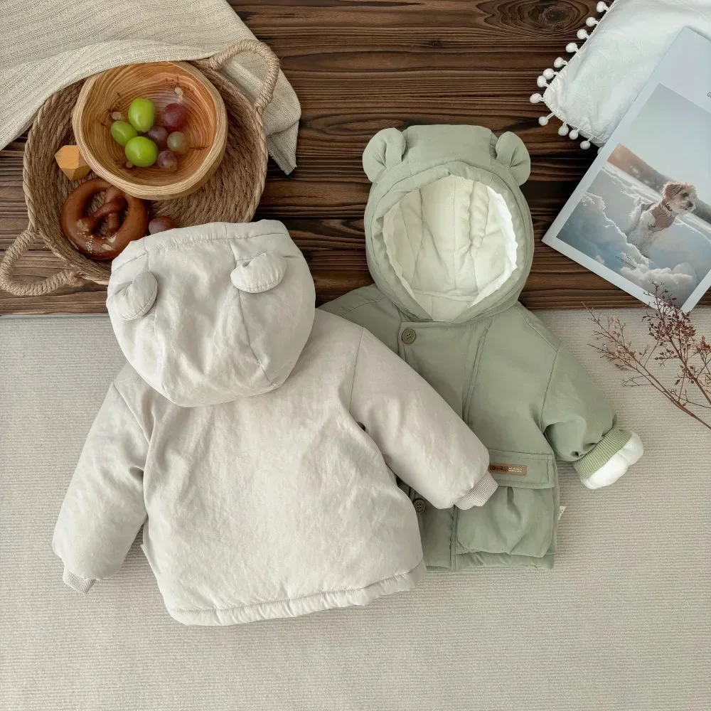 Kids Baby Girls Boys Thicken Fashion Clothing Top Outwear , Winter New in Toddler Kids Solid Color Jacket 0-3Y