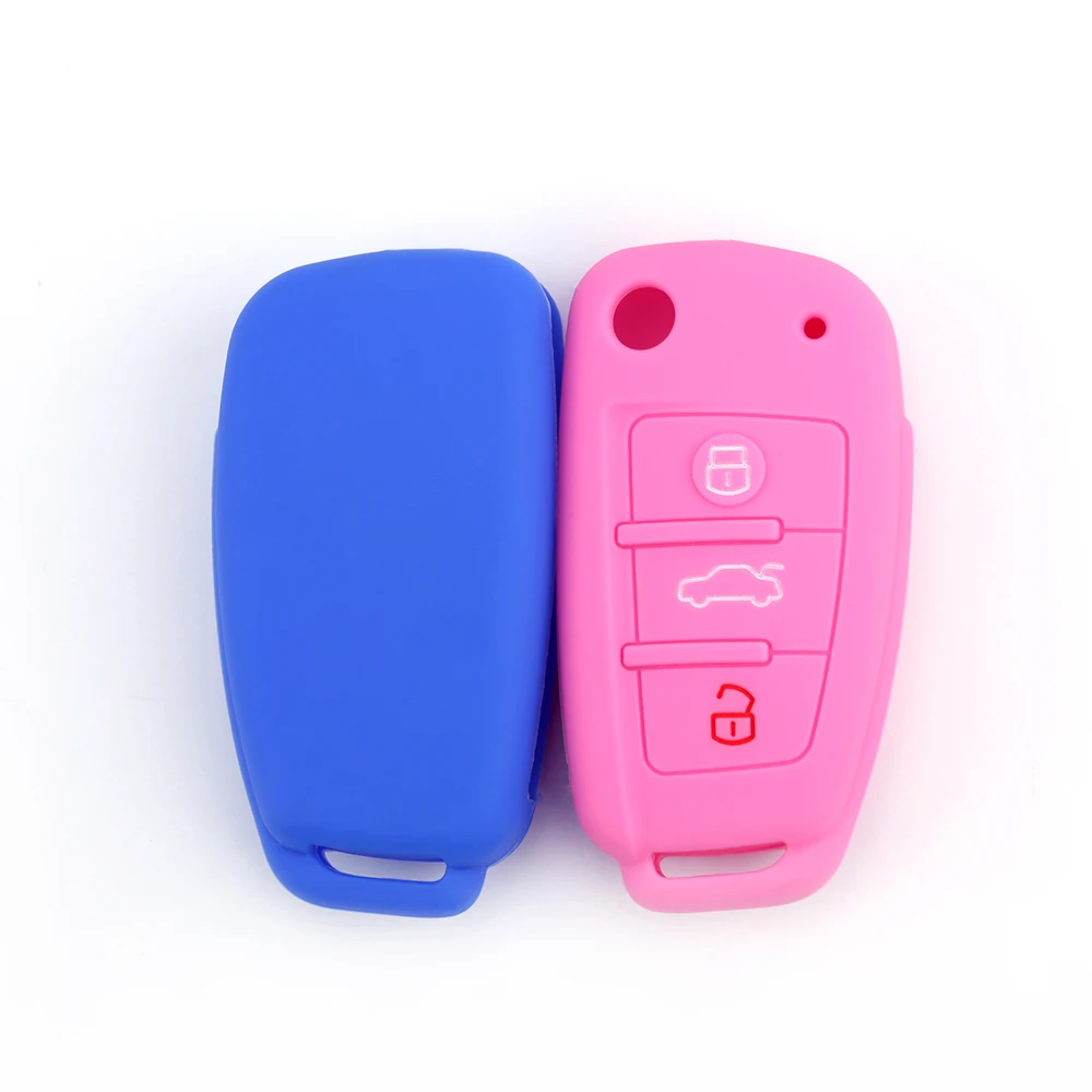 Silicone Cases Protector Cover For Audi A1 A3 A6 Q2 Q3 Q7 TT TTS R8 S3 S6 RS3 RS6 3 Buttons Folding Remote Control Car key