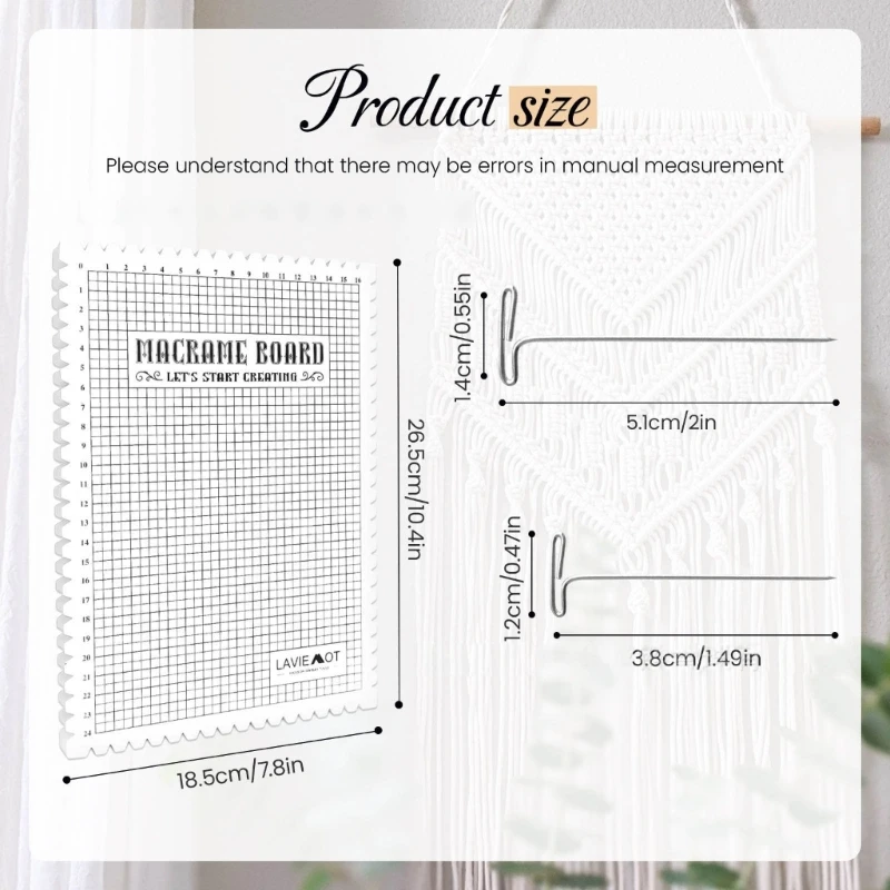 KX4B Portable Macrames Board Lightweight Foam Mat with Needle Set for Bracelet Craft Cord String DIY Knotting String Crochet