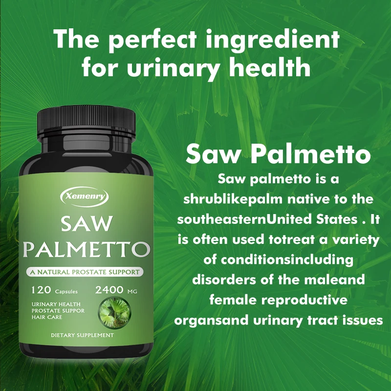 Saw Palmetto Supplement Helps Block DHT Promotes Prostate Health-Reduces Hair Loss-Healthy Urine Frequency Men's Health