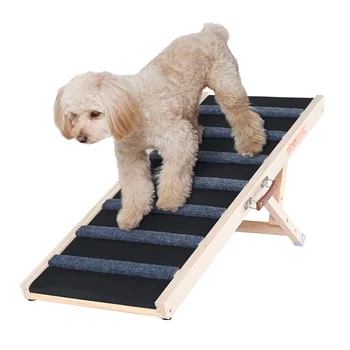 VEVOR Dog Ramp Folding Ladder Anti-slip High Adjustable Wooden Pet Ramp Removable for Small Old Dog Climbing Stairs Sofa Car Bed 1