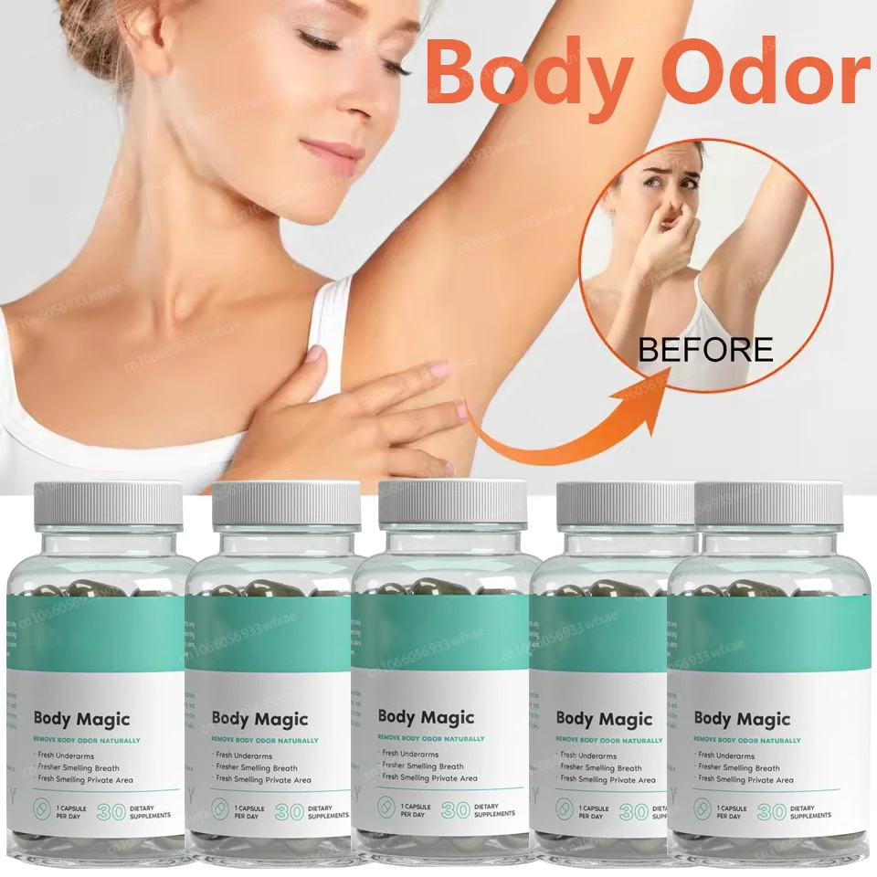5 Bottles Deodorant Body Deodorizing Supplement Fresh Underarms Fresh Private Area Fresher Smelling Breath Chlorophyll Capsules chlorophyll gummies
