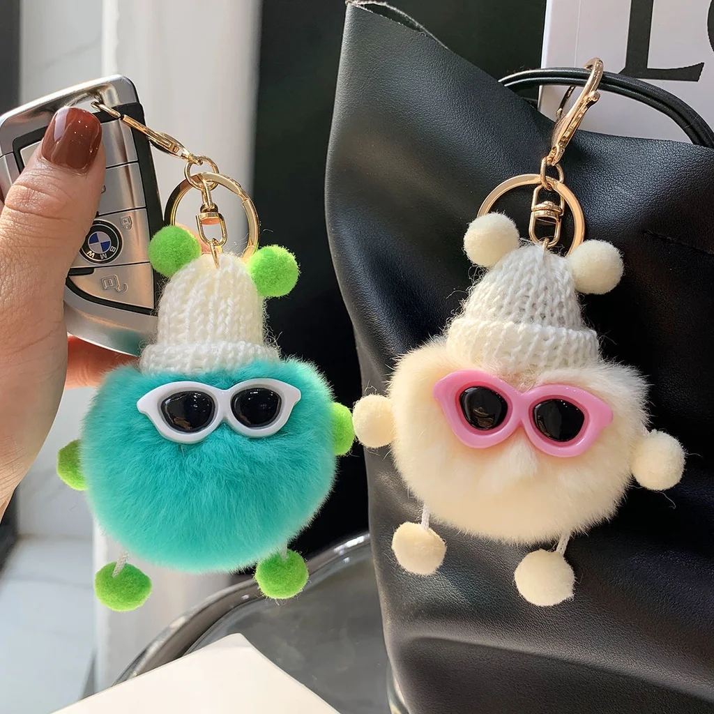 pimet  チャーム Cute Mini Briquettes Plush Keychain Creative Multicolor Cartoon