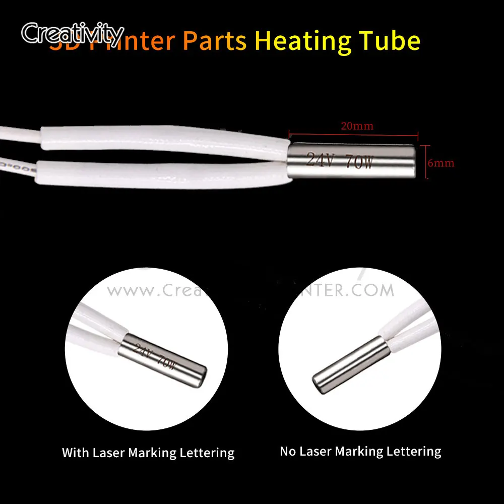 3D Printer Parts Heating Tube 6*20mm 12V/24V 70W Ceramic Cartridge Heater 1 Meter For CR10 Ender 3 V6 J-Head Extruder