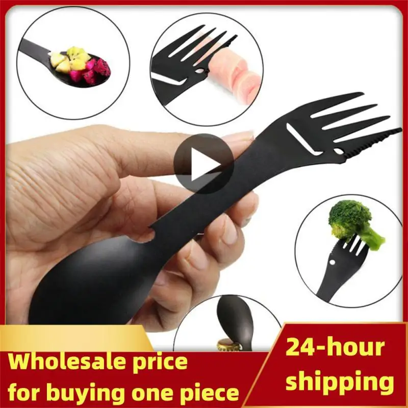 

Portable Multitool Flatware Can Opener Camp Spork Cutlery Utensil Bottle Picnic Titanium Alloy Tableware Fork Spoon