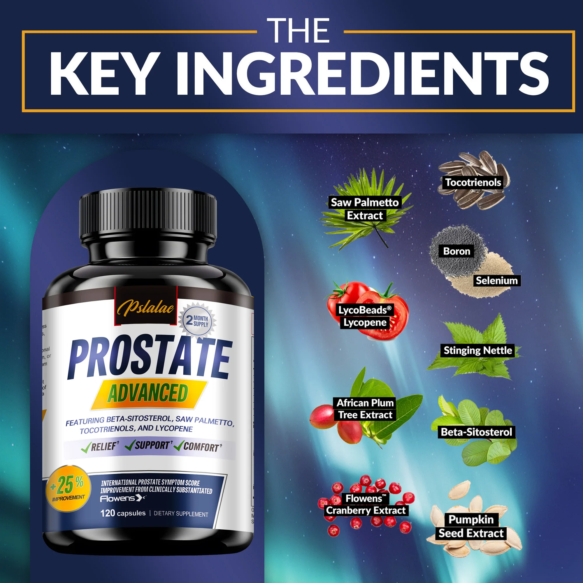 Men's Prostate Health Capsules Saw Palmetto Improve Performance Relieve Bladder & Urination Problems Reduce Toilet Trips prostate urinary tract capsules