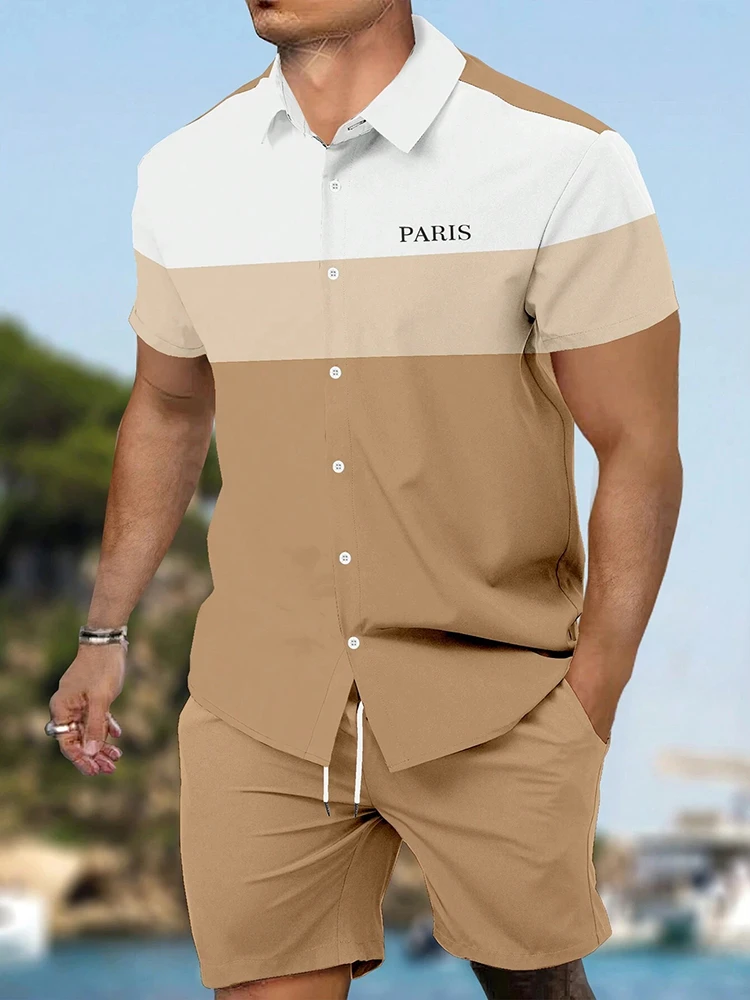 2024 Summer New Men's Short-sleeved Shirt And Beach Shorts Set Running Men's Shorts Everyday Urban Fashion Men's Casual Shirt 5