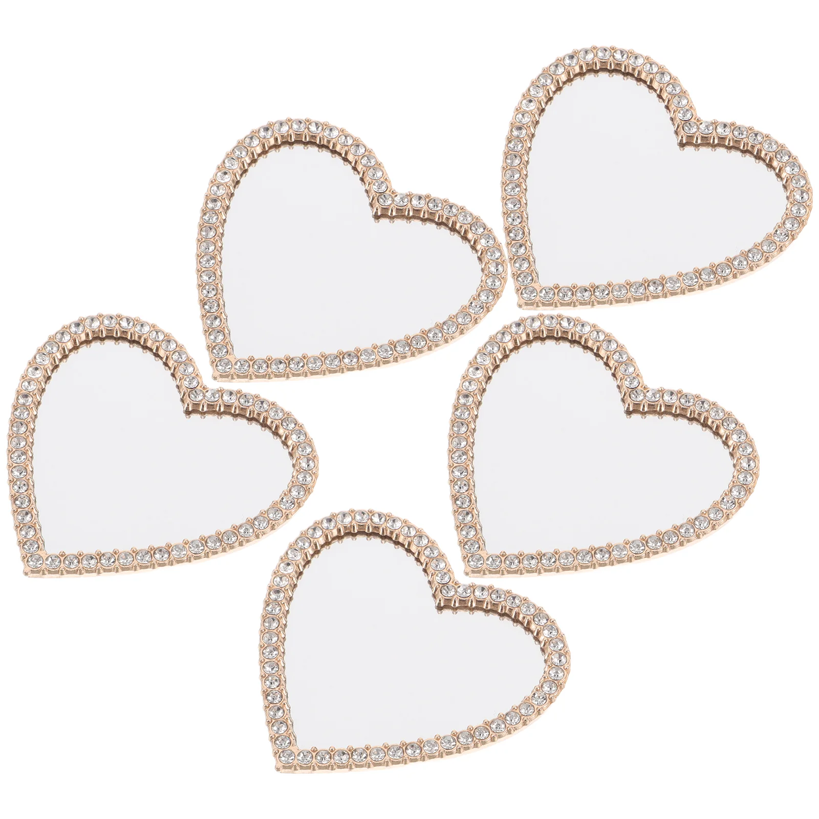 Makeup Mirror Hand Holding Mirror 5 Pcs Mobile Phone Accessories Hand Held Makeup Mirror Heart-shaped Handheld Printed Alloy Cute Mirrors
