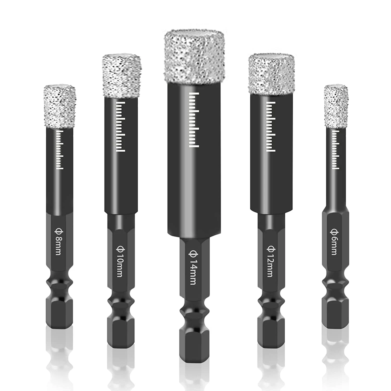 

5Pc 6-14mm Hexagonal Shank Brazed Dry Ceramic Tile Drill Bit Marble Granite Vitrified Tile Hole Opener Diamond Drill Bit