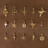 MODAGIRL 18K Gold Plated Titanium Steel Ice Cream Sun Plane Starfish Heart Cross Wing Charms Pendants Necklace Jewelry Wholesale 1