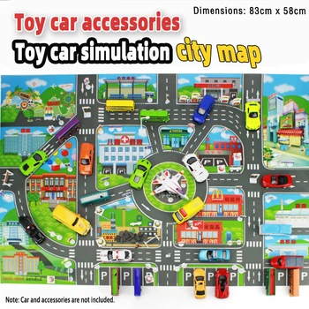 Tappetino da gioco impermeabile per bambini Mappa del traffico cittadino Giocattoli educativi Montessori per bambini Tappetino strisciante Tappeto di plastica portatile