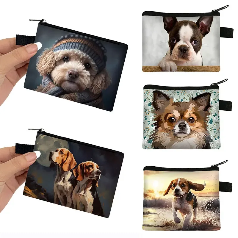 

Kawaii Dog Chihuahua Print Coin Purse Beagle / Bichon Frise Money Bags Women Earphone Key ID Credit Card Holder Mini Kids Wallet