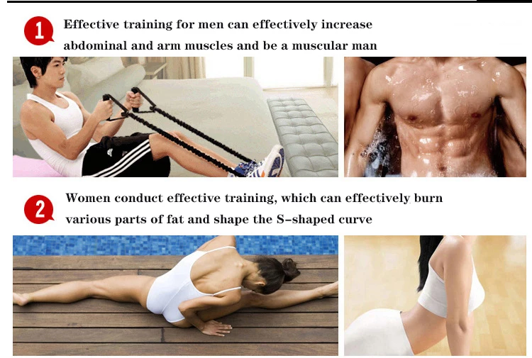 Multifunktions-Fitness-Spannseil, 5-Röhren, elastisch, Yoga-Pedalzieher, Widerstandsband, Spannseil zum Dehnen des Bauchtraining – Detail 18