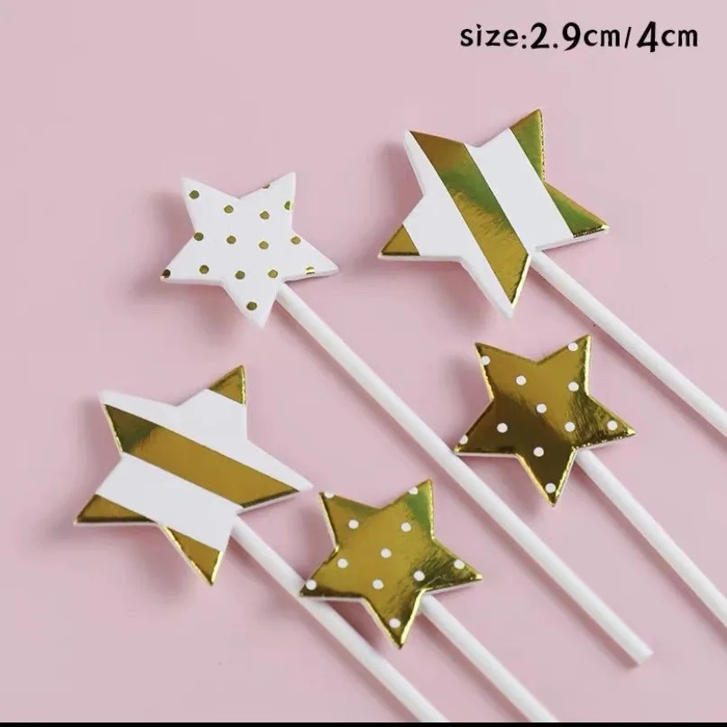 

Happy Birthday Cake Decoration Creative Glitter Star Dessert Decoration 5 Packs