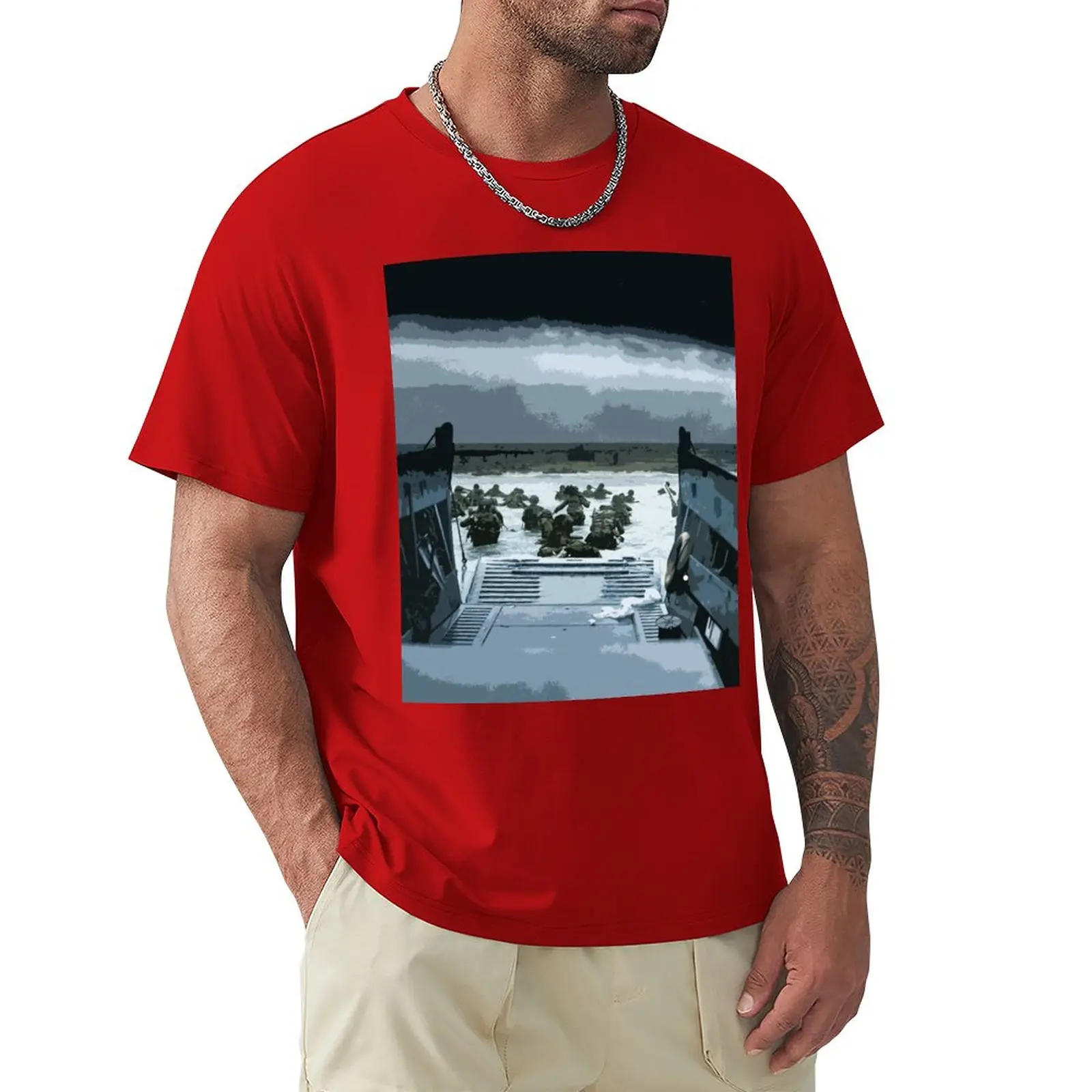 

Omaha Beach - D-Day Operation Overlord T-Shirt oversized oversizeds anime t shirts for men cotton
