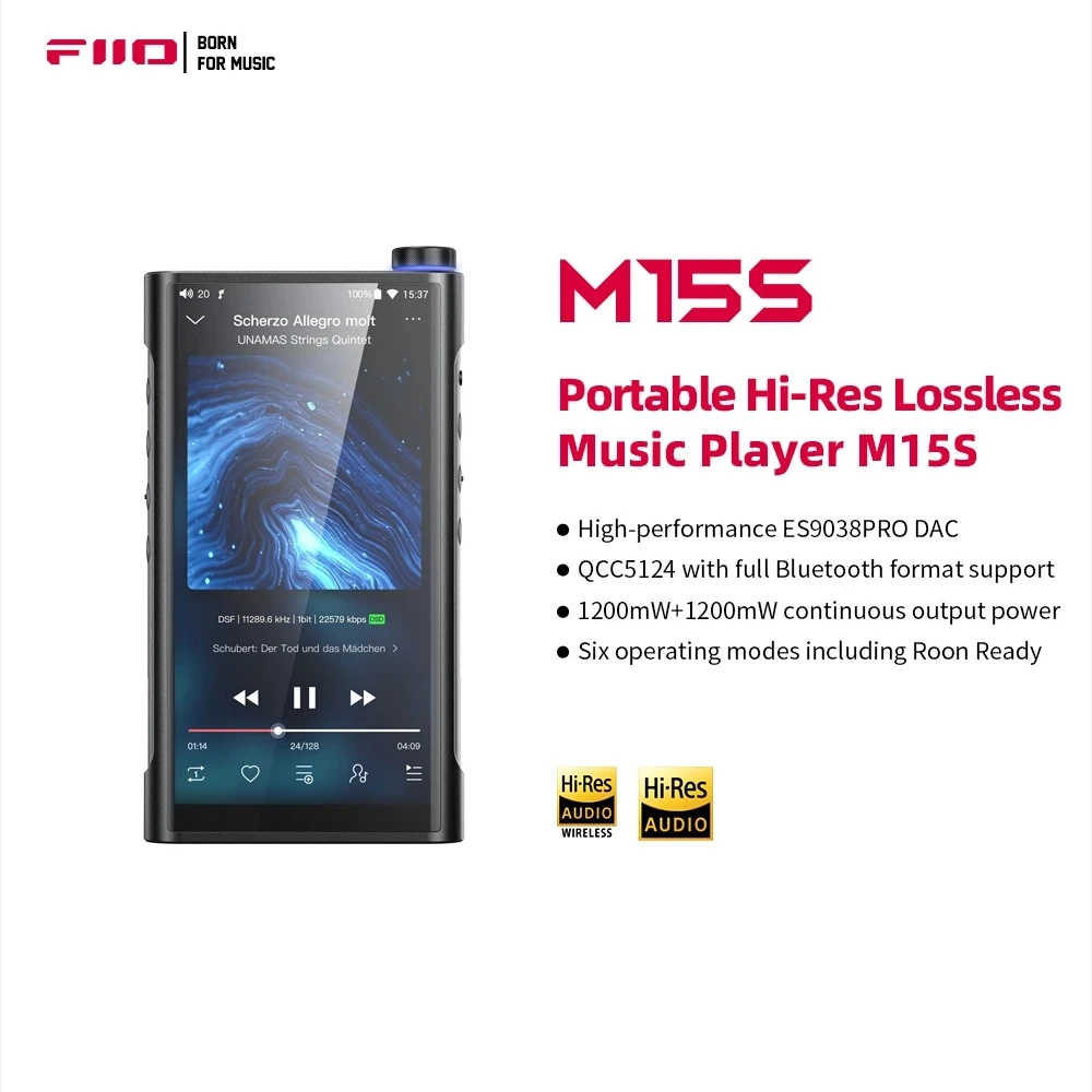 Fiio M15s Music Player Snapdragon 660 With Es9038pro Hires Android 10 5.5inch Mp3 Player Wifi