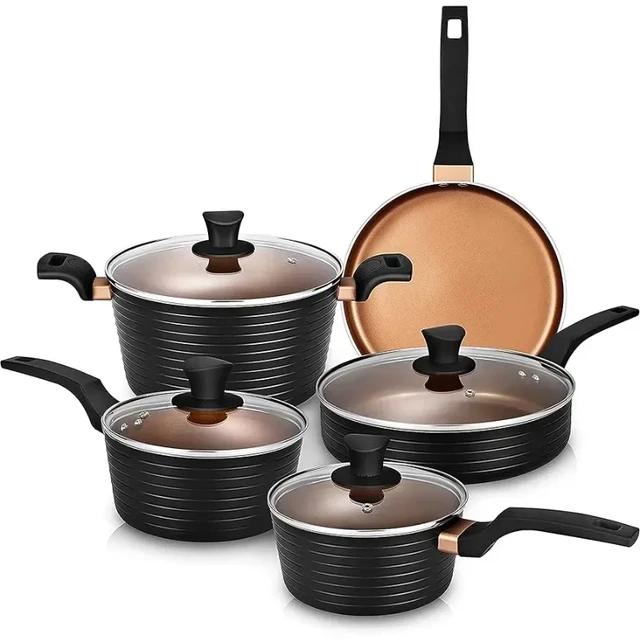 8-Piece Nonstick Ceramic Pots and Pans Cookware Set, Copper - AliExpress