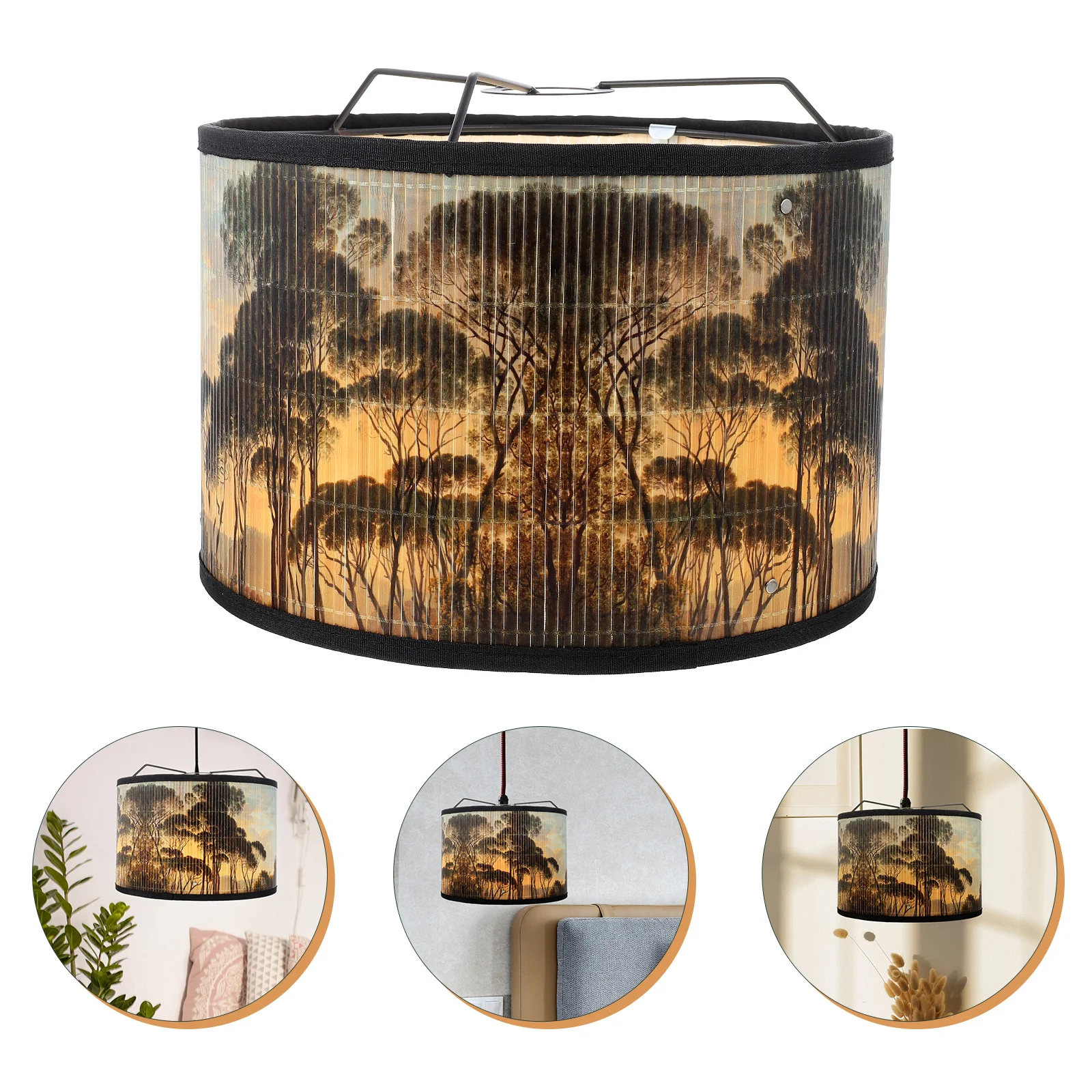 Bulb Guard Lamp Cage Rustic Vintage Drum Vintage Decor Replacement Chandelier Lampshade Ceiling Fan Light Bulb for Dining